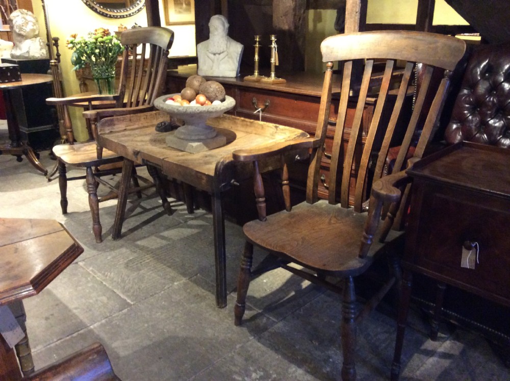 Pair of 19thC country elm armchairs View VII