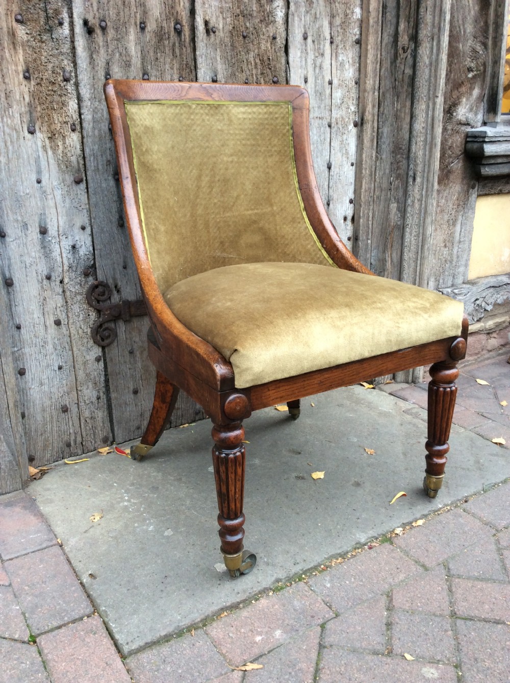 19thC Oak bergère chair
