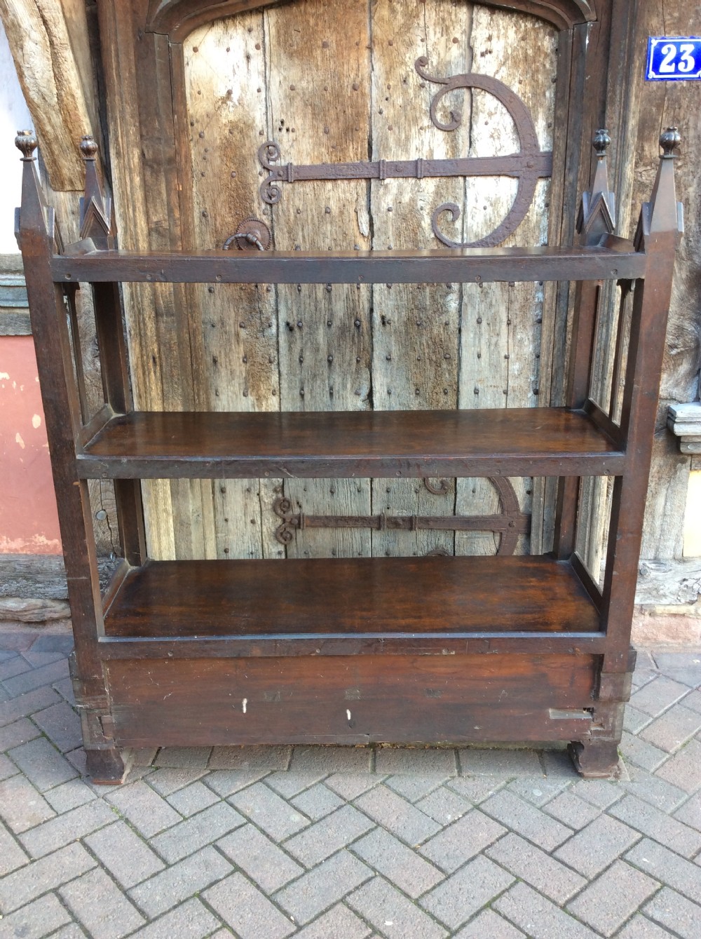 19thC Gothic Oak and burr oak buffet View VIII