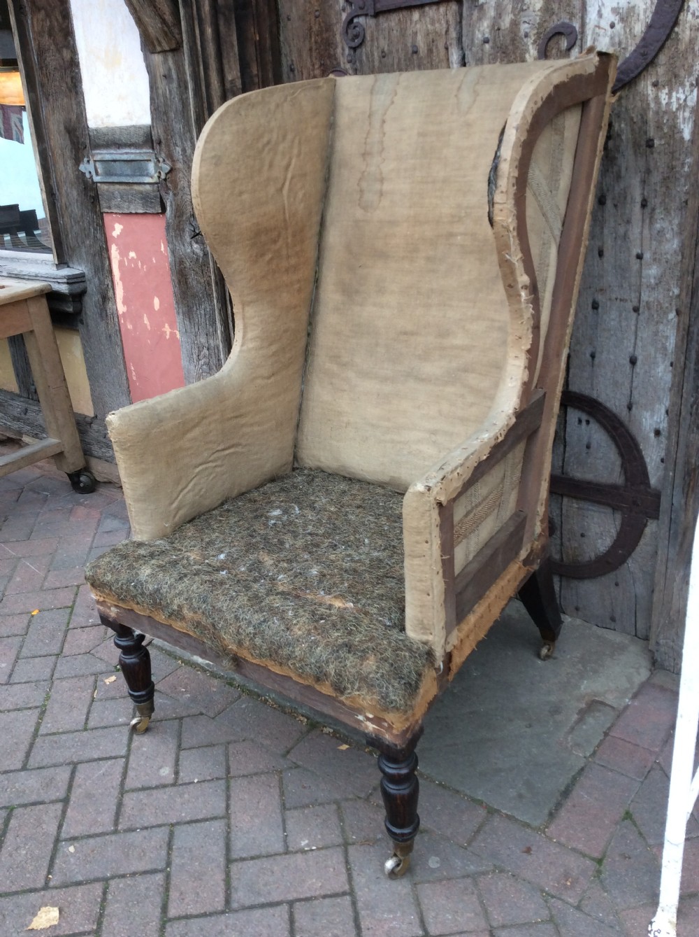 19thC Simulated Rosewood wing armchair View III