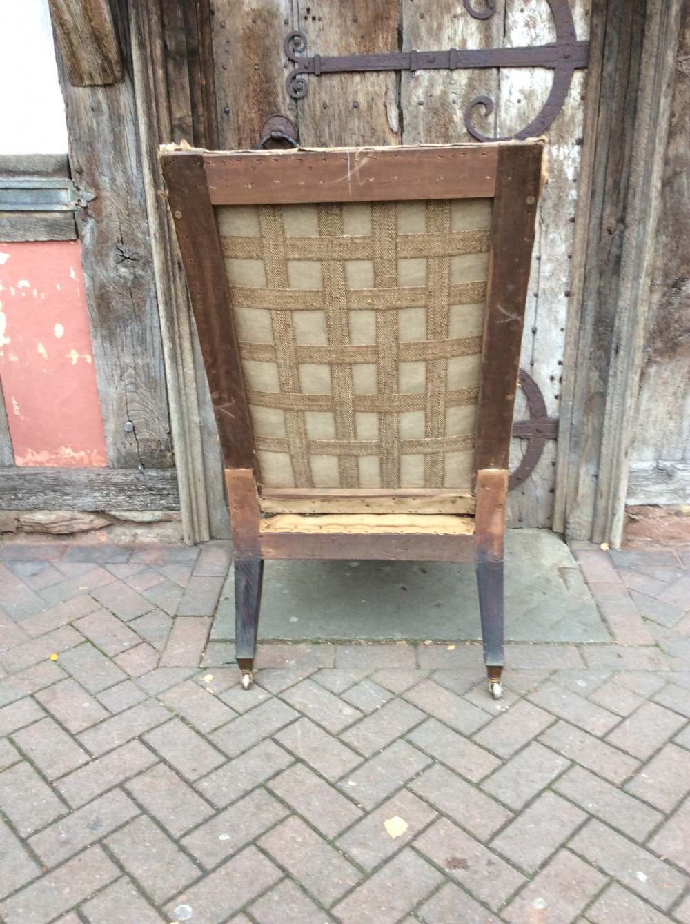 19thC Simulated Rosewood wing armchair View V