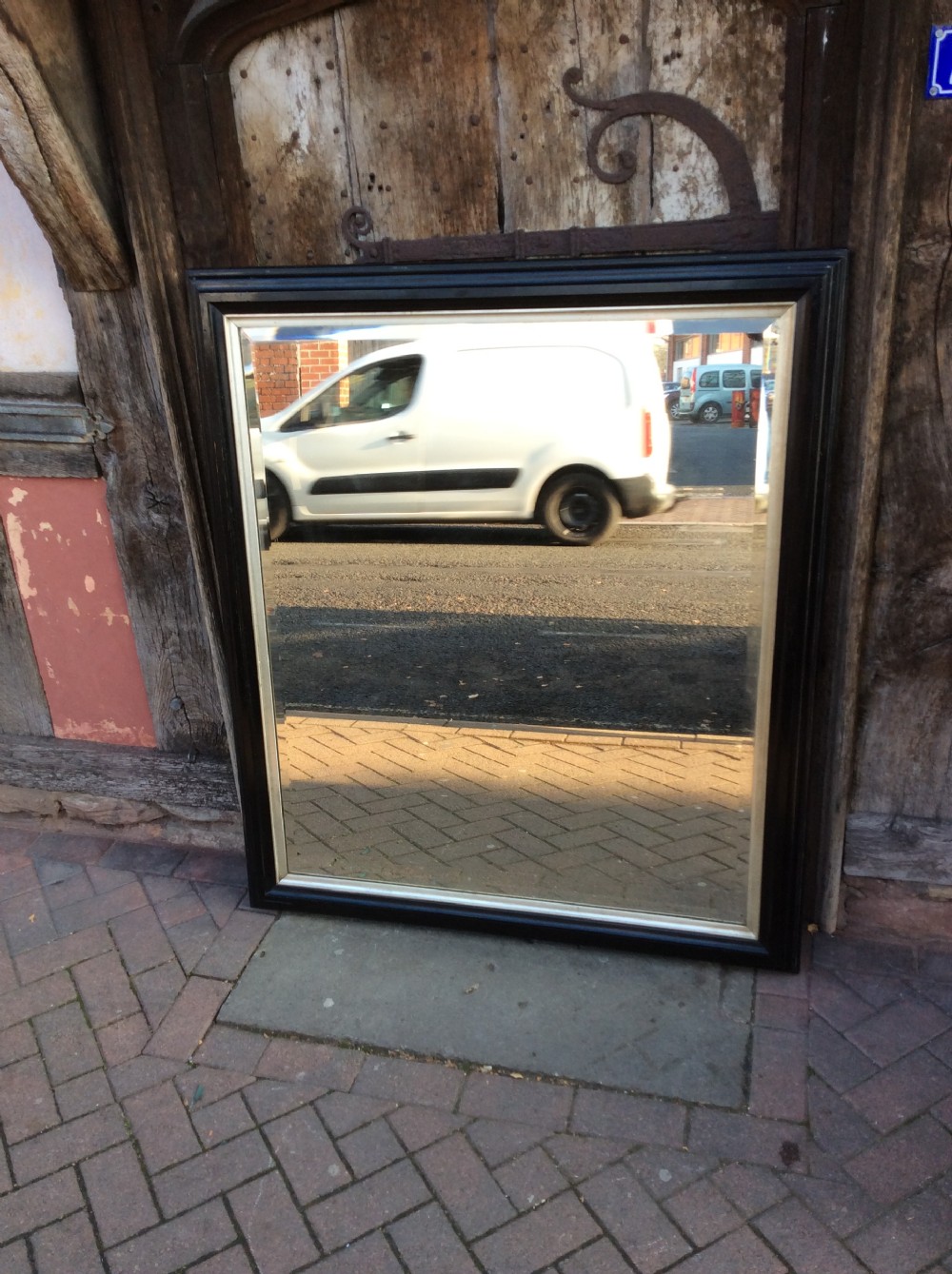 19thC Ebonised bevelled mirror View III