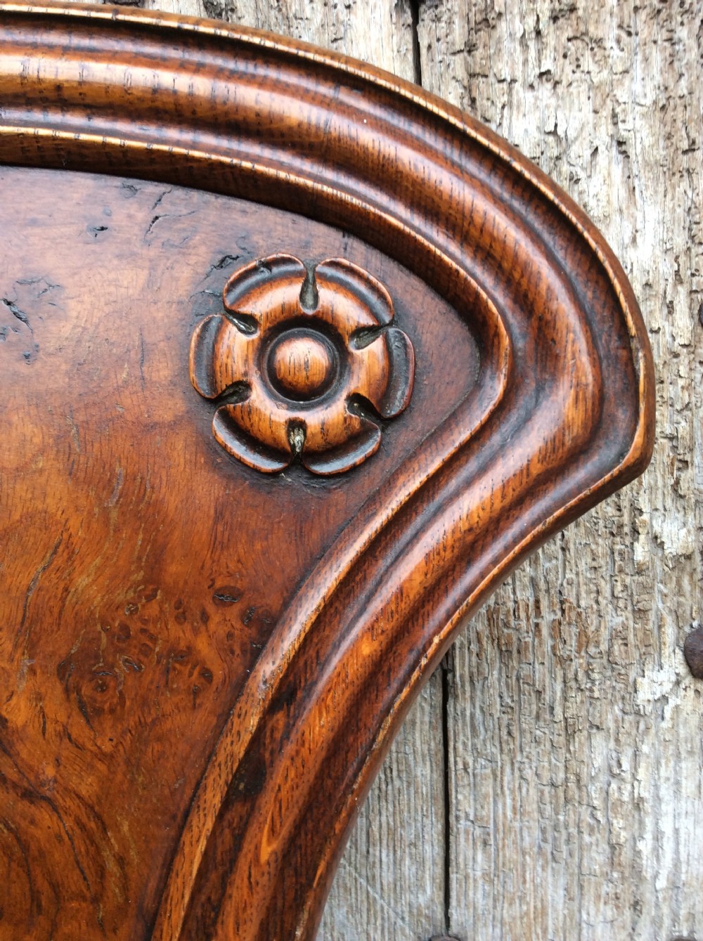 19thC Pair of pollard oak hall chairs View XII