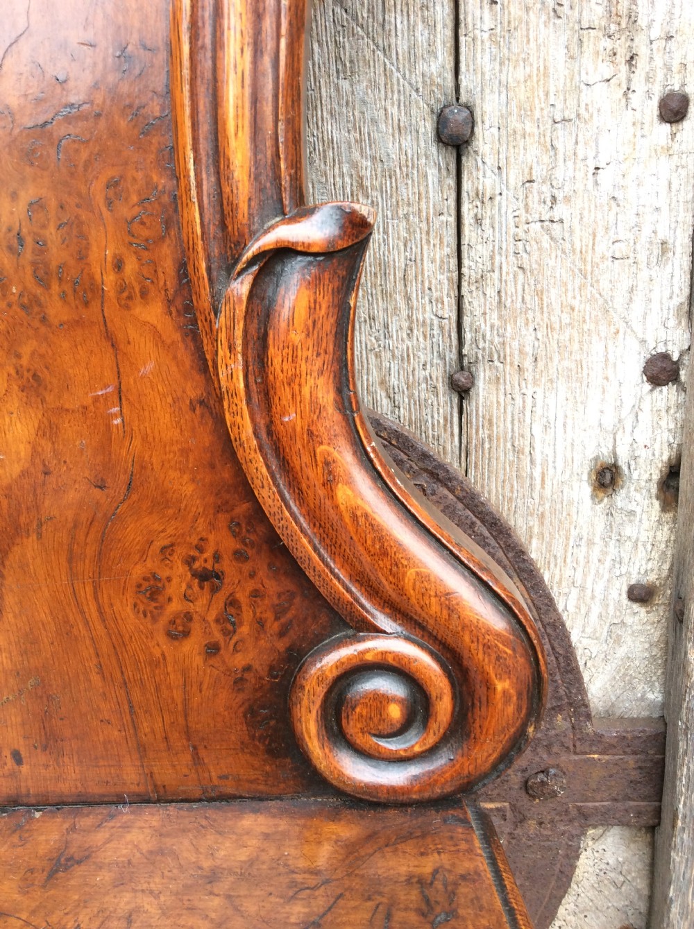19thC Pair of pollard oak hall chairs View XIII