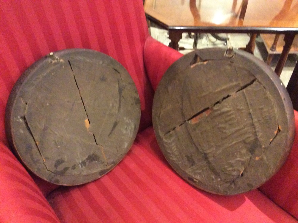 19thC Pair of oak convex mirrors View VII