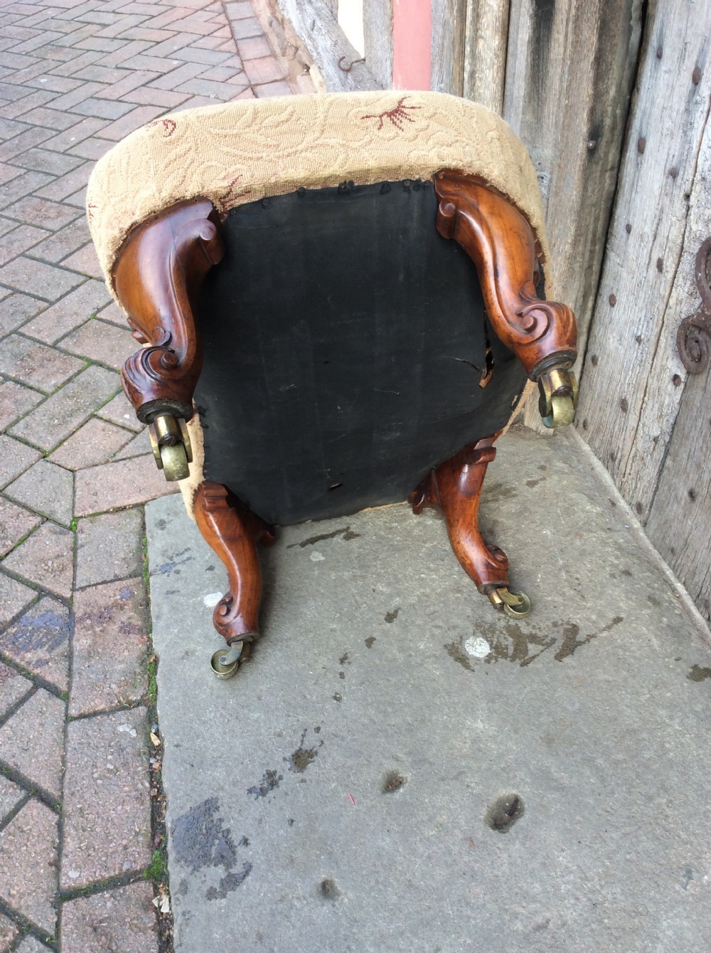19thC walnut concave footstool View IV