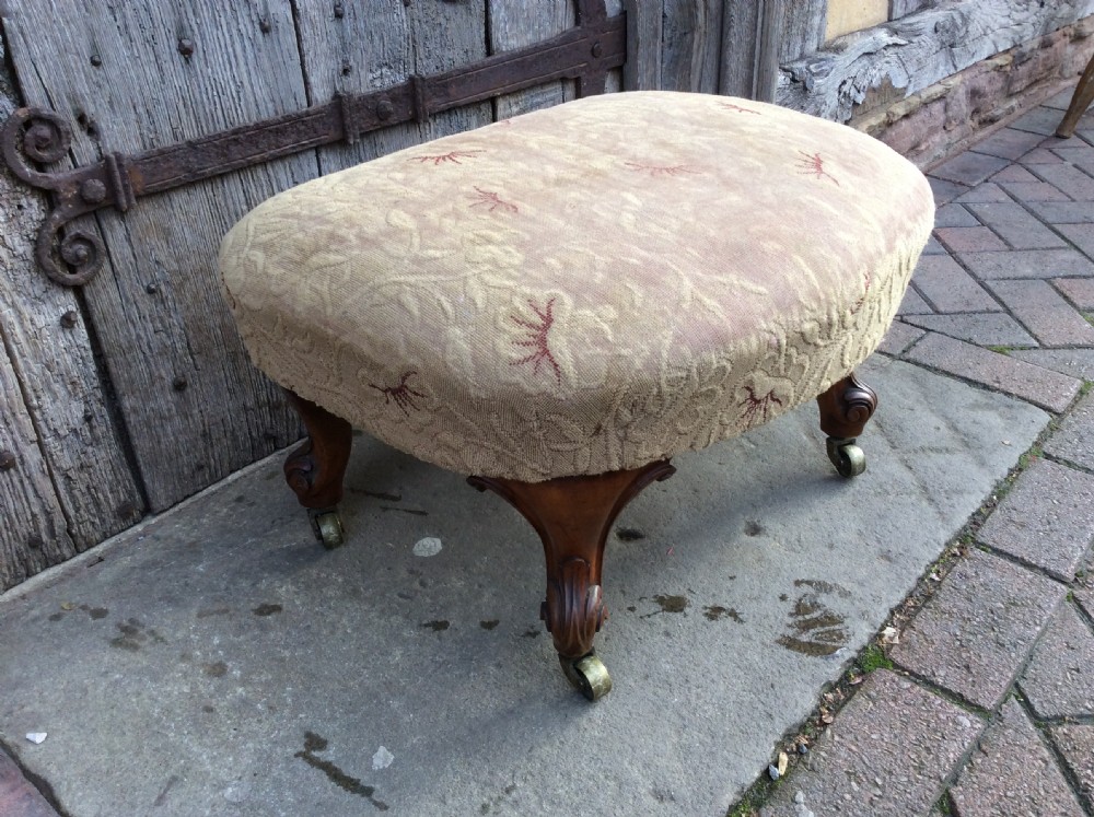 19thC walnut concave footstool View V