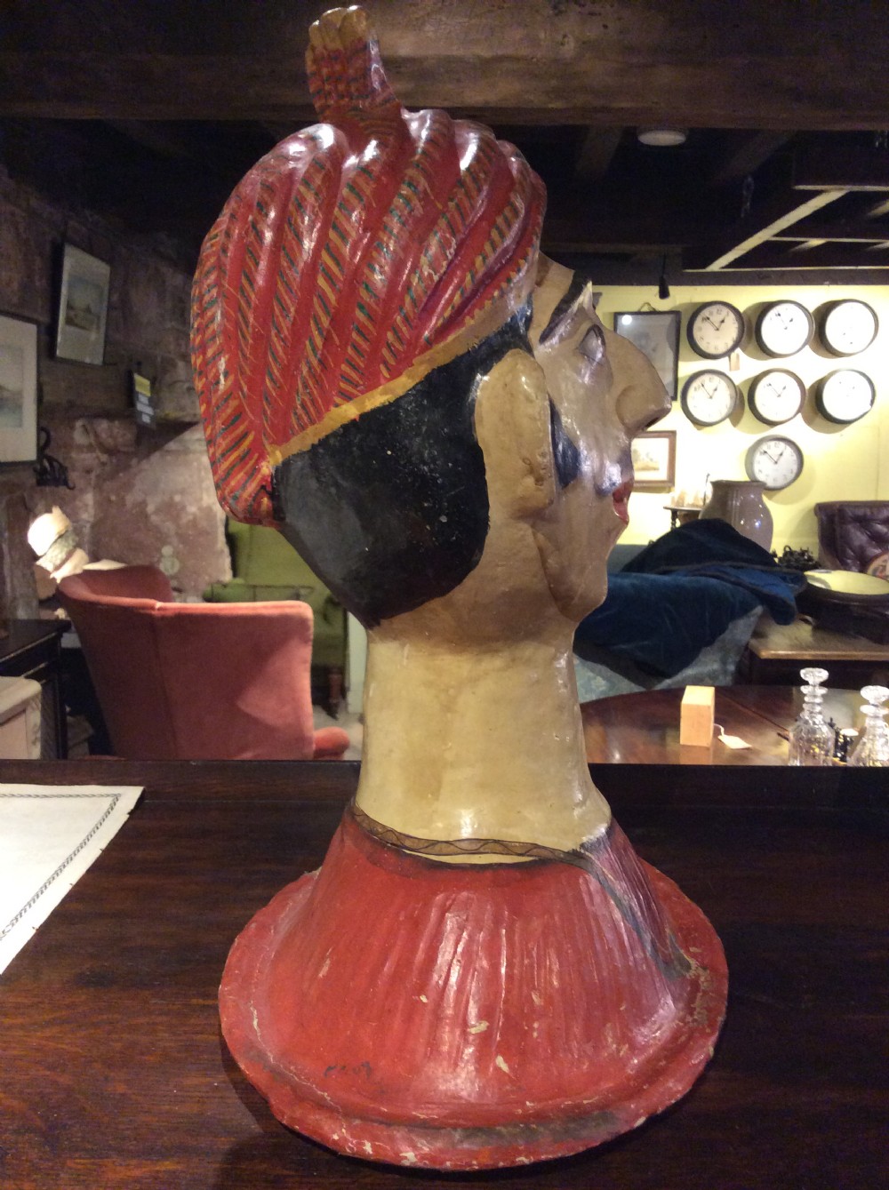 Edwardian Papier mâché bust of Indian man  View IV