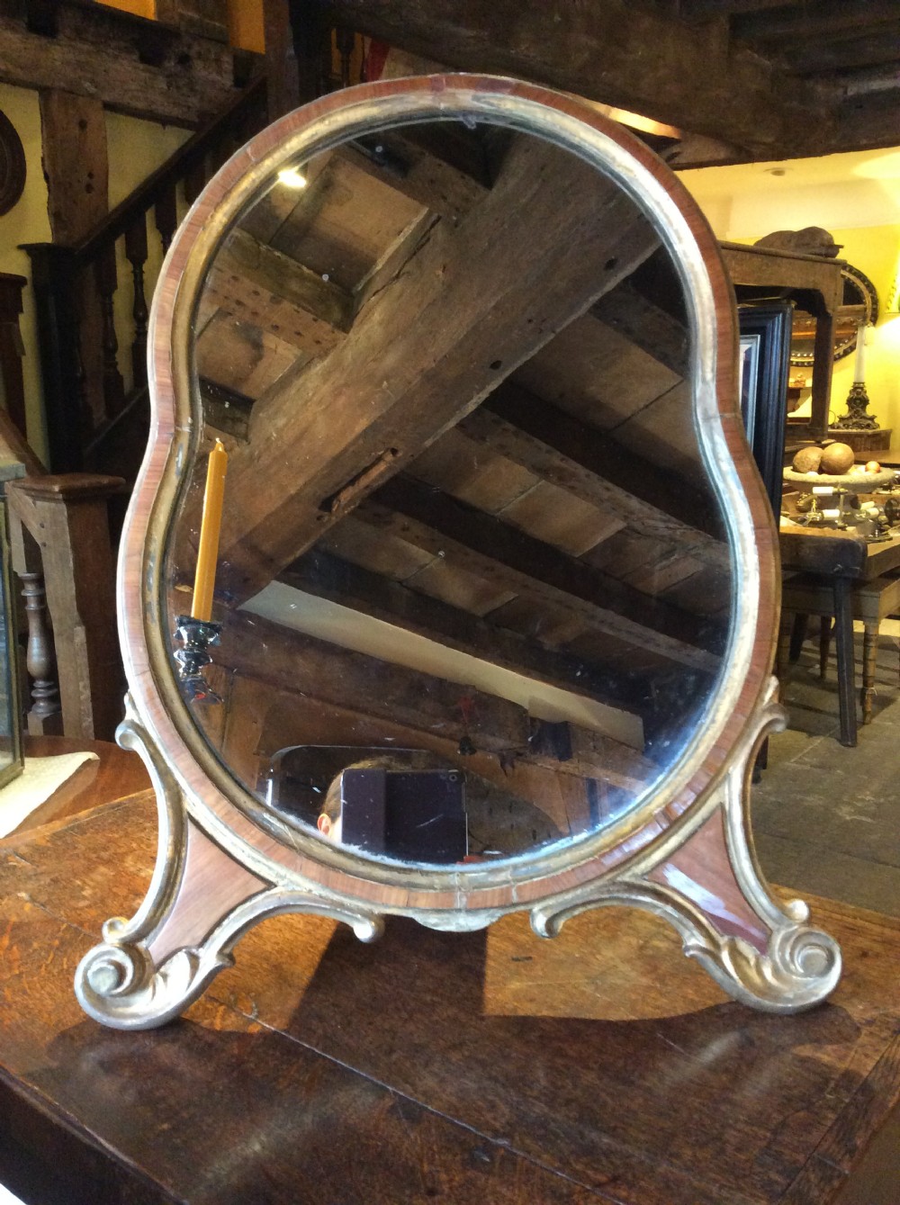 Mid 19thC Kingwood & parcel gilt dressing table mirror View II