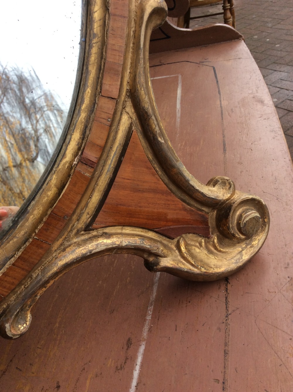 Mid 19thC Kingwood & parcel gilt dressing table mirror View V