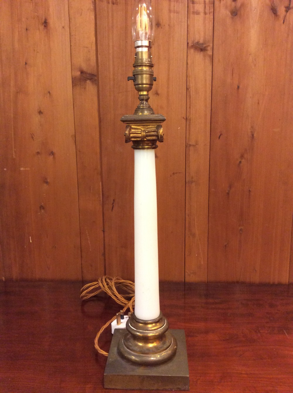 19thC  glass and brass table lamp View VI