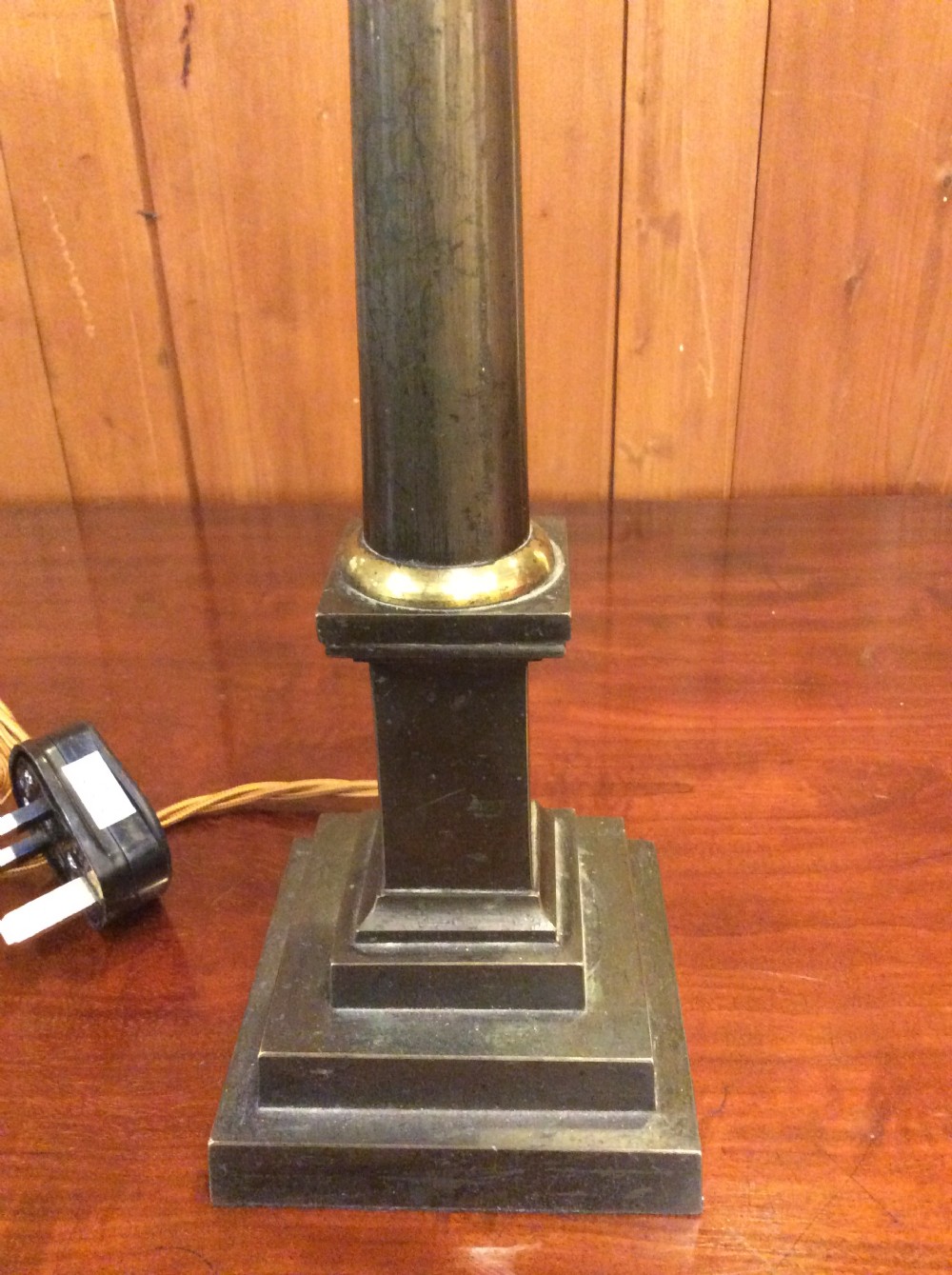 19thC   Brass & Polished steel lamp View II
