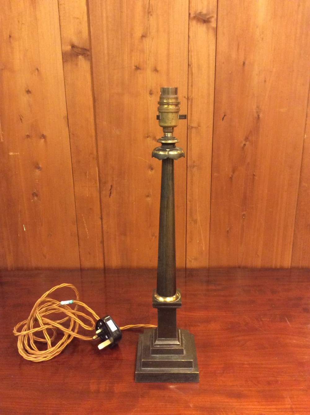 19thC   Brass & Polished steel lamp