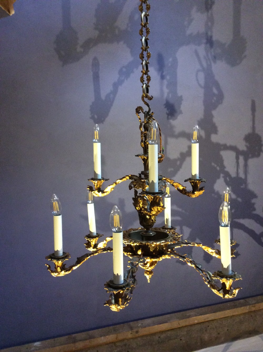 A 9 branch gilt brass chandelier View II