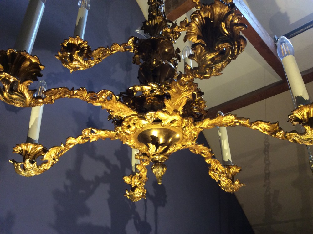 A 9 branch gilt brass chandelier View IV
