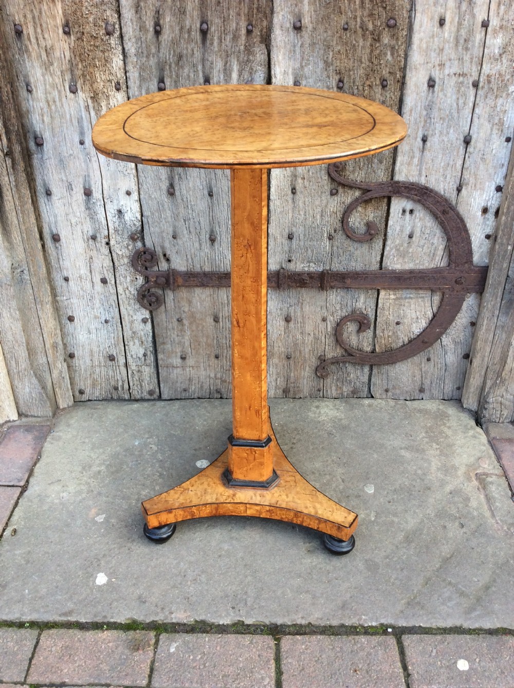 Regency birds eye maple lamp table