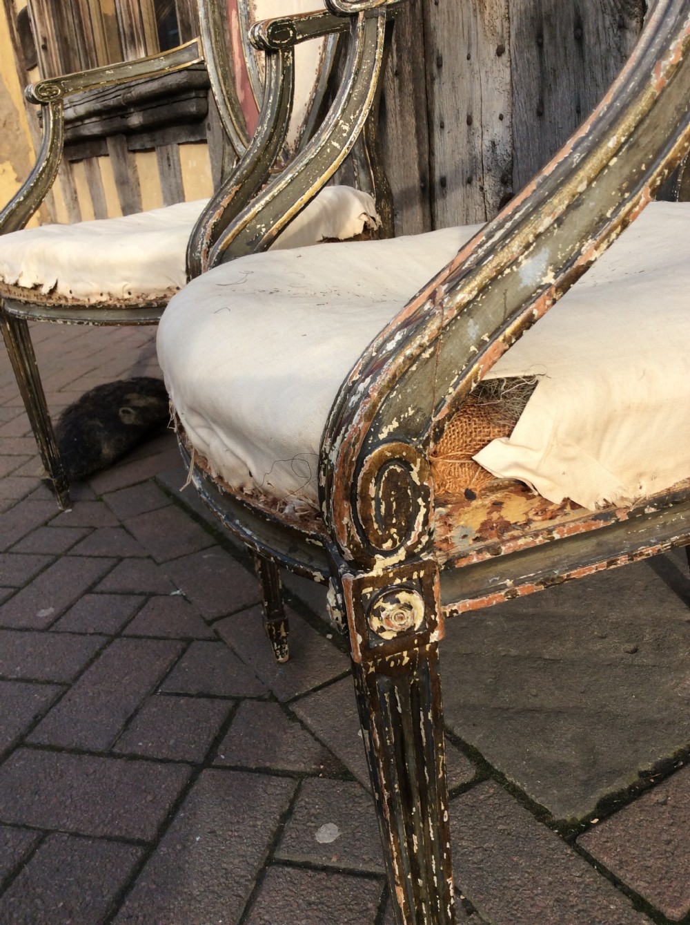 Pair of early 19thC painted & decorated  armchairs View V