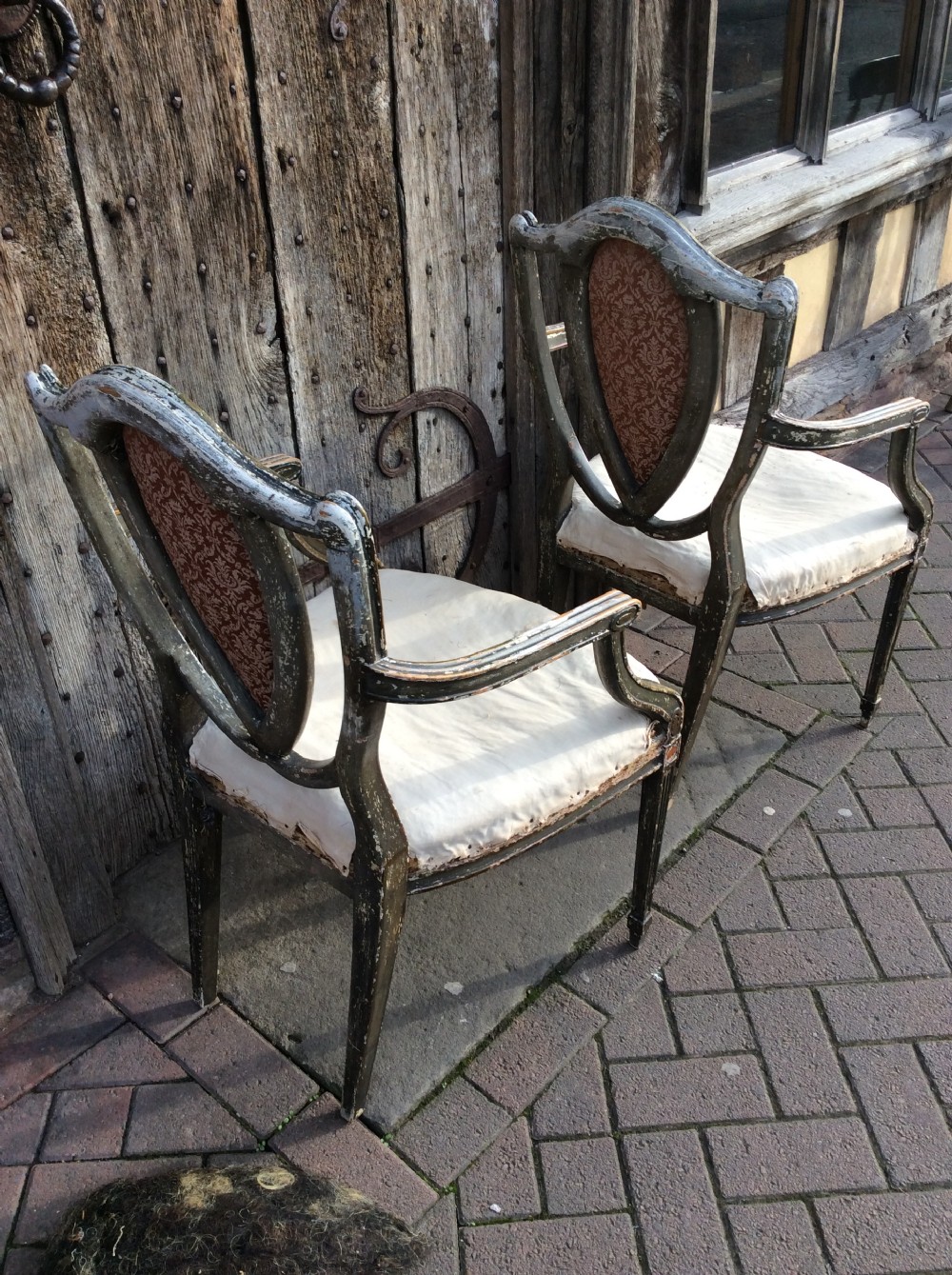 Pair of early 19thC painted & decorated  armchairs View X