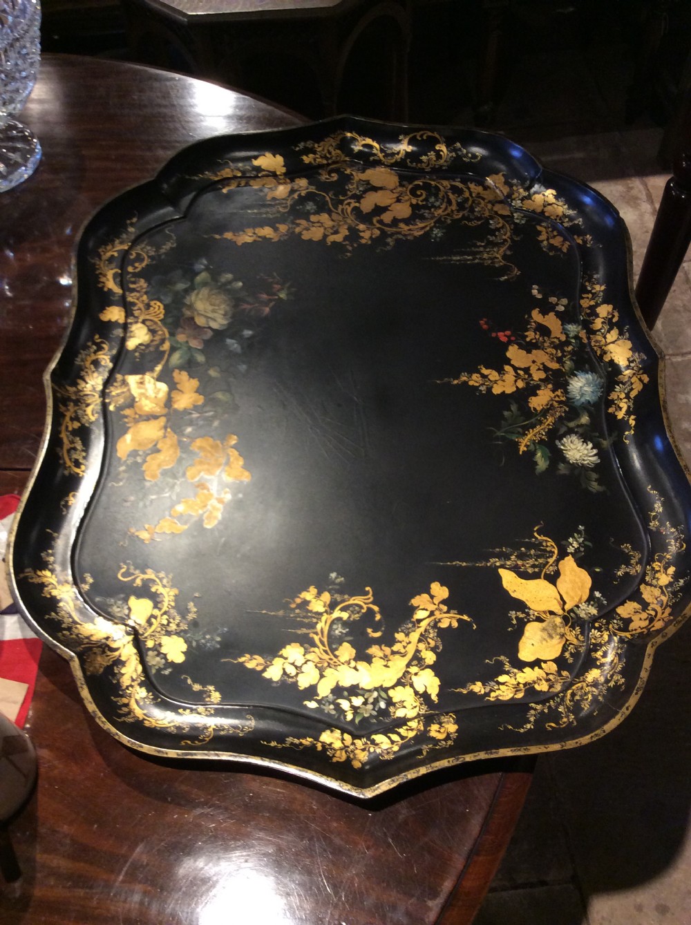 19thC Jennens & Bettridge large papier mâché tray View III