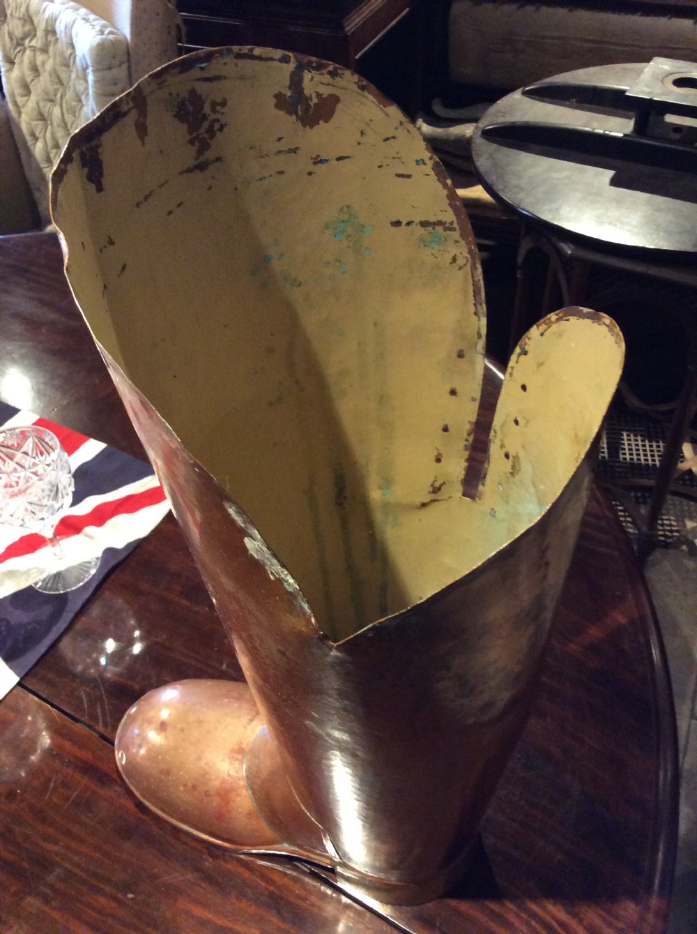 A large quirky copper and brass boot View IV