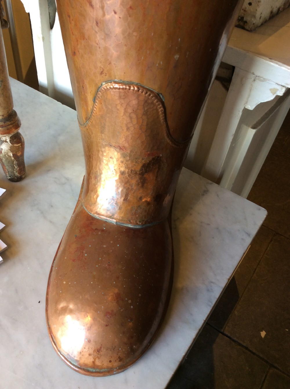A large quirky copper and brass boot View IX