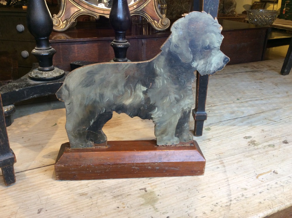 Edwardian wooden painted dog door stopper