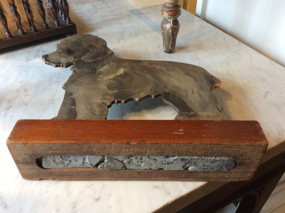 Edwardian wooden painted dog door stopper View V