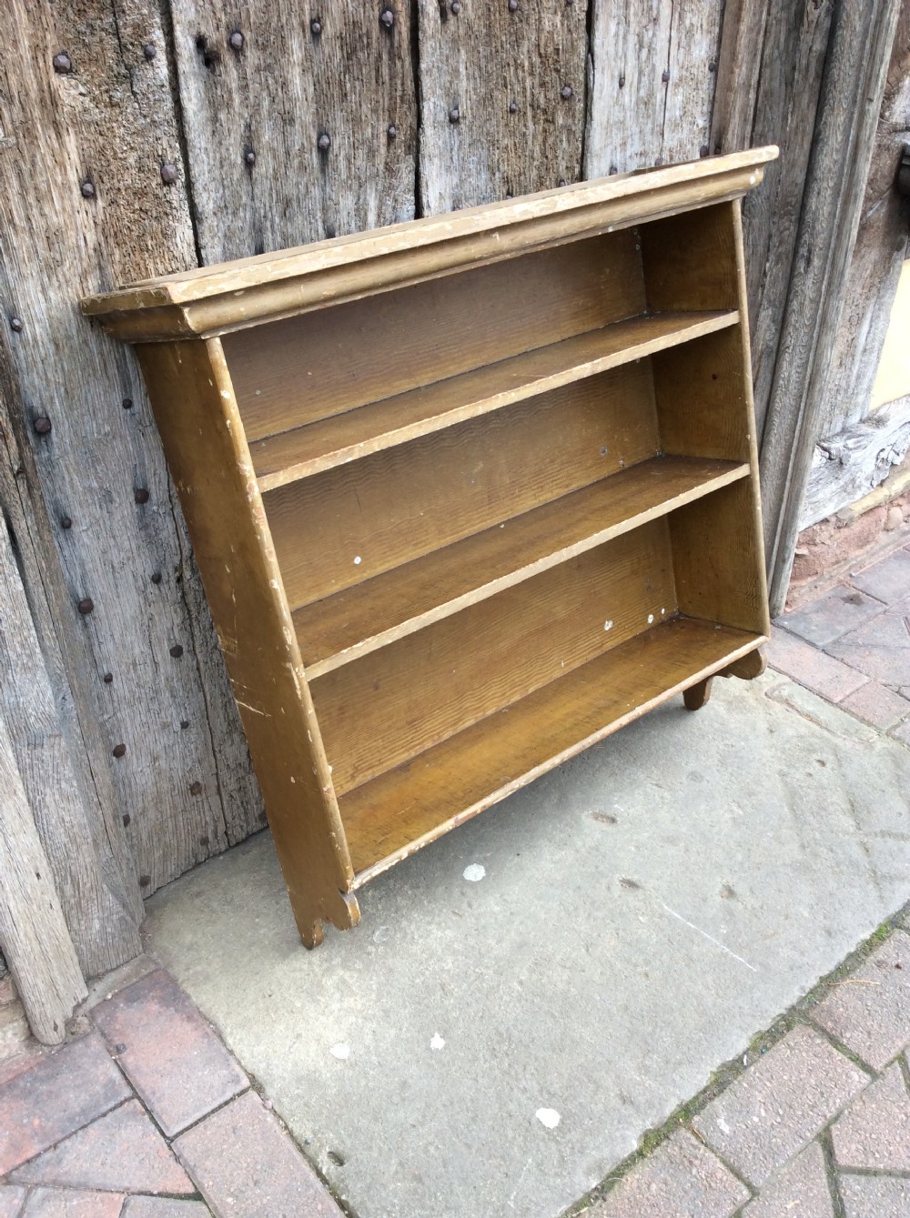 A set of 19thC country wall shelves View II