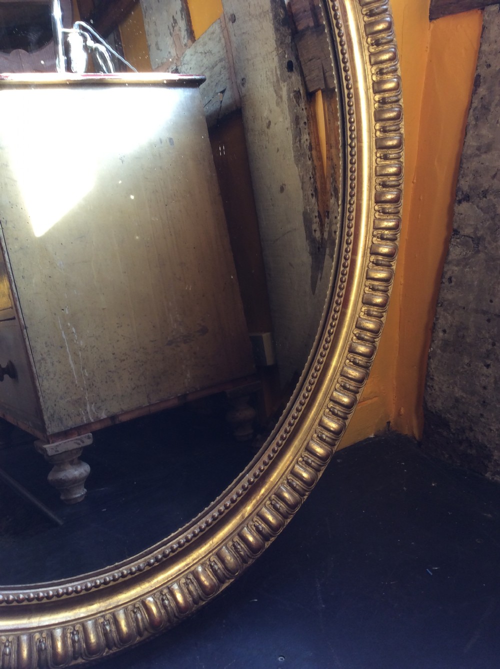19thC oval gilded mirror View V