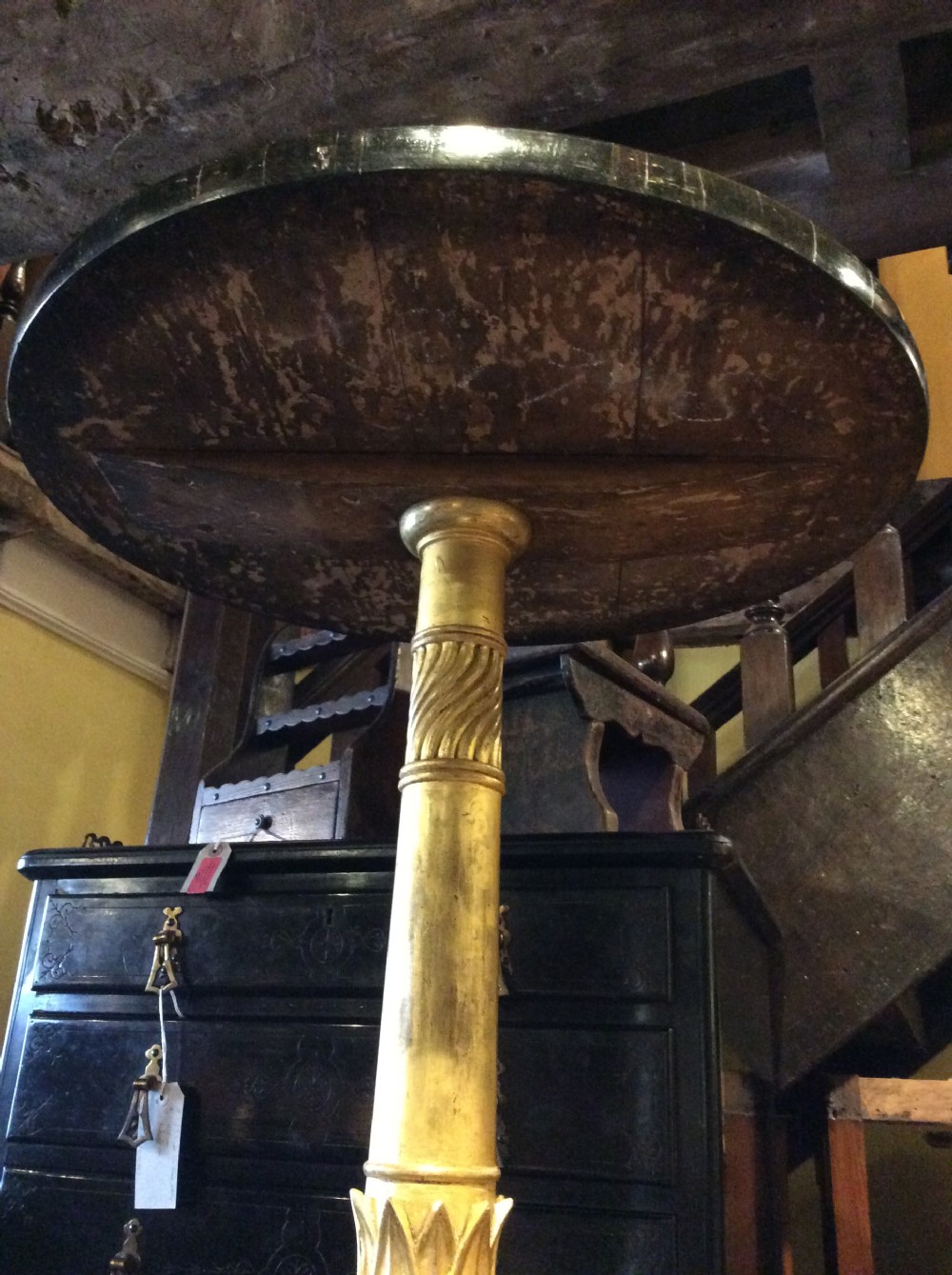 A Pair of 19thC Amboyna, ebony and parcel gilt tables View II