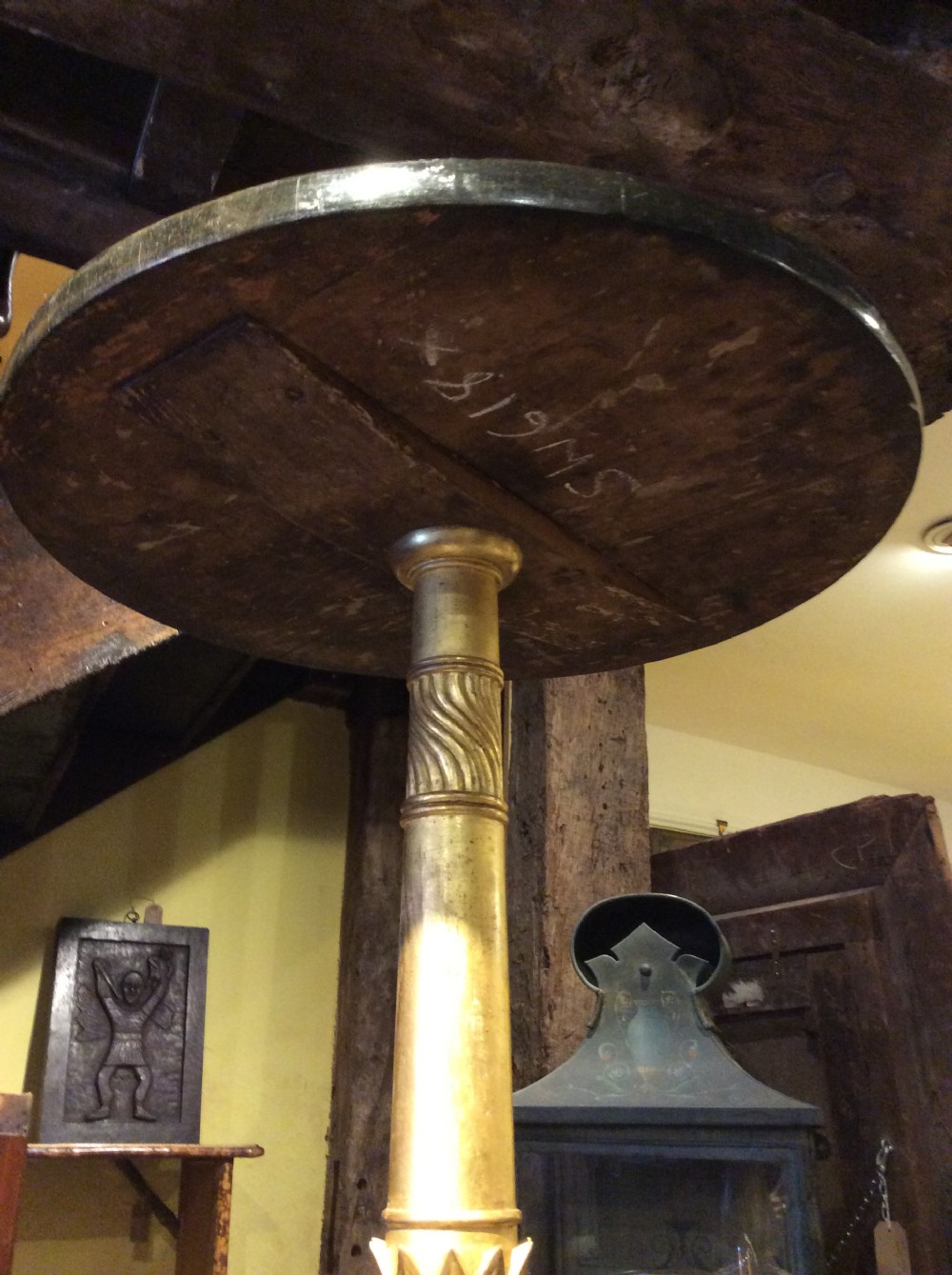A Pair of 19thC Amboyna, ebony and parcel gilt tables View III
