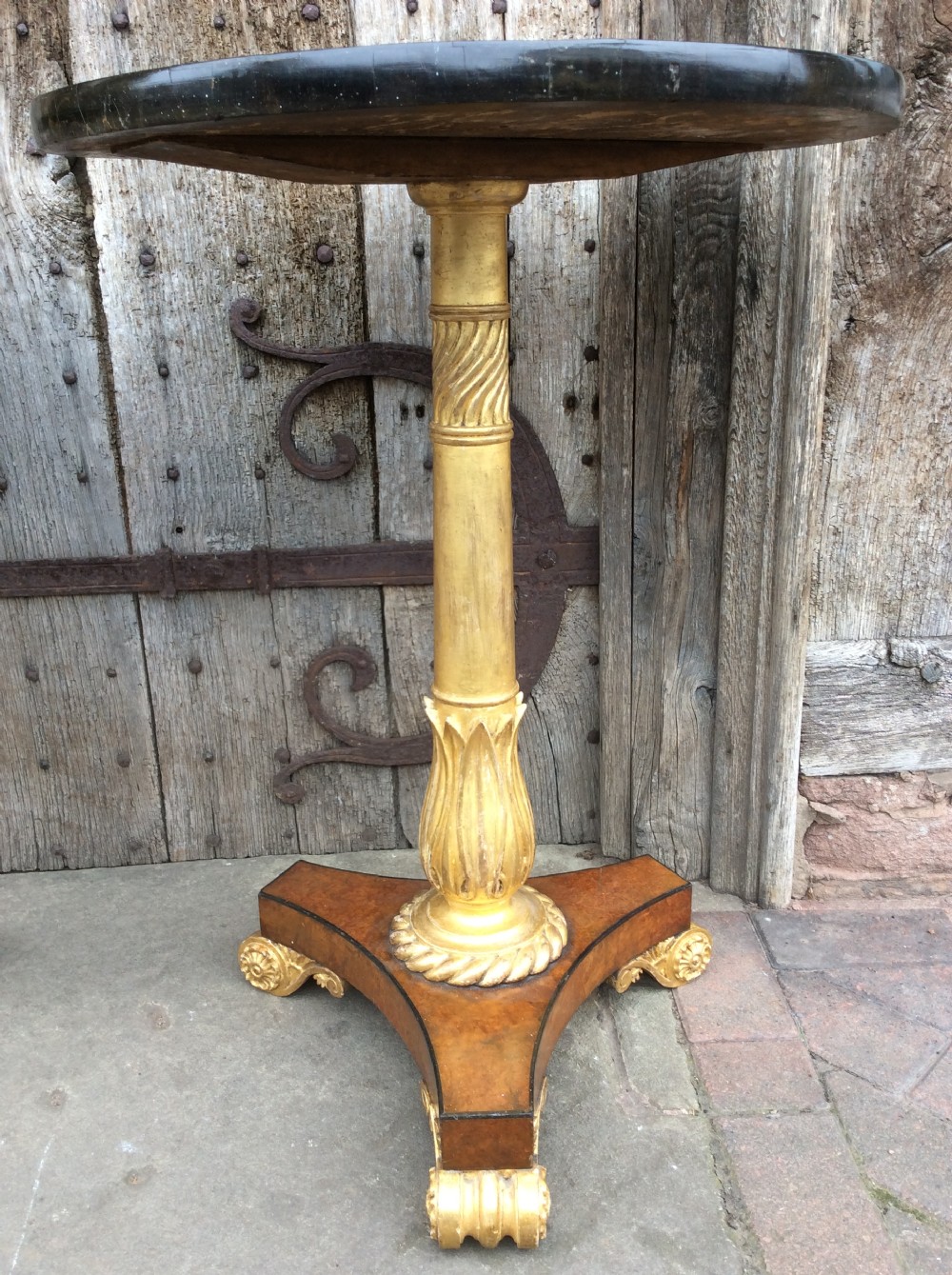 A Pair of 19thC Amboyna, ebony and parcel gilt tables View VIII