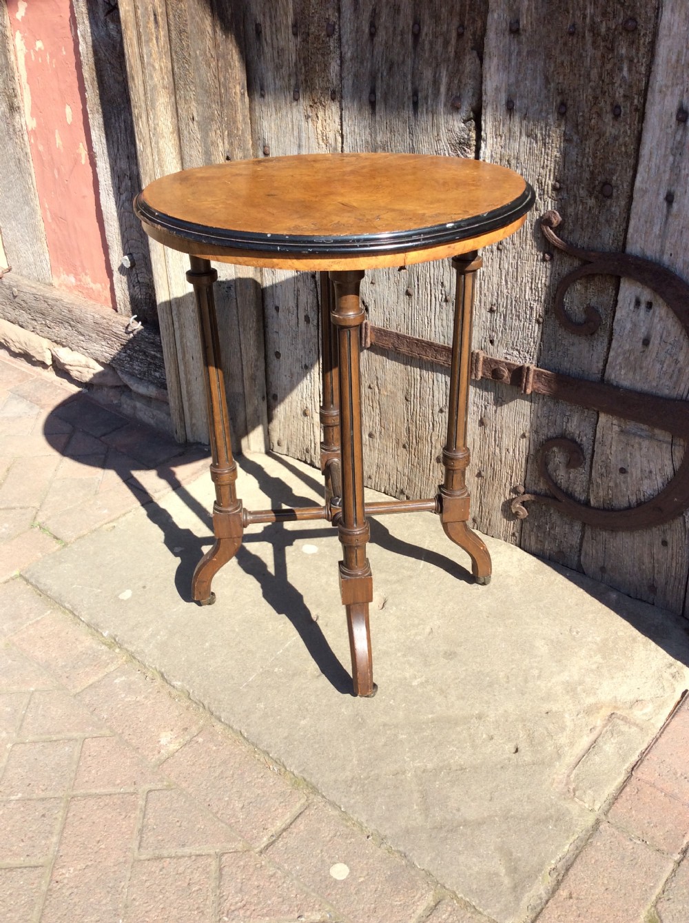 19thC Oak and ebonised lamp table View II