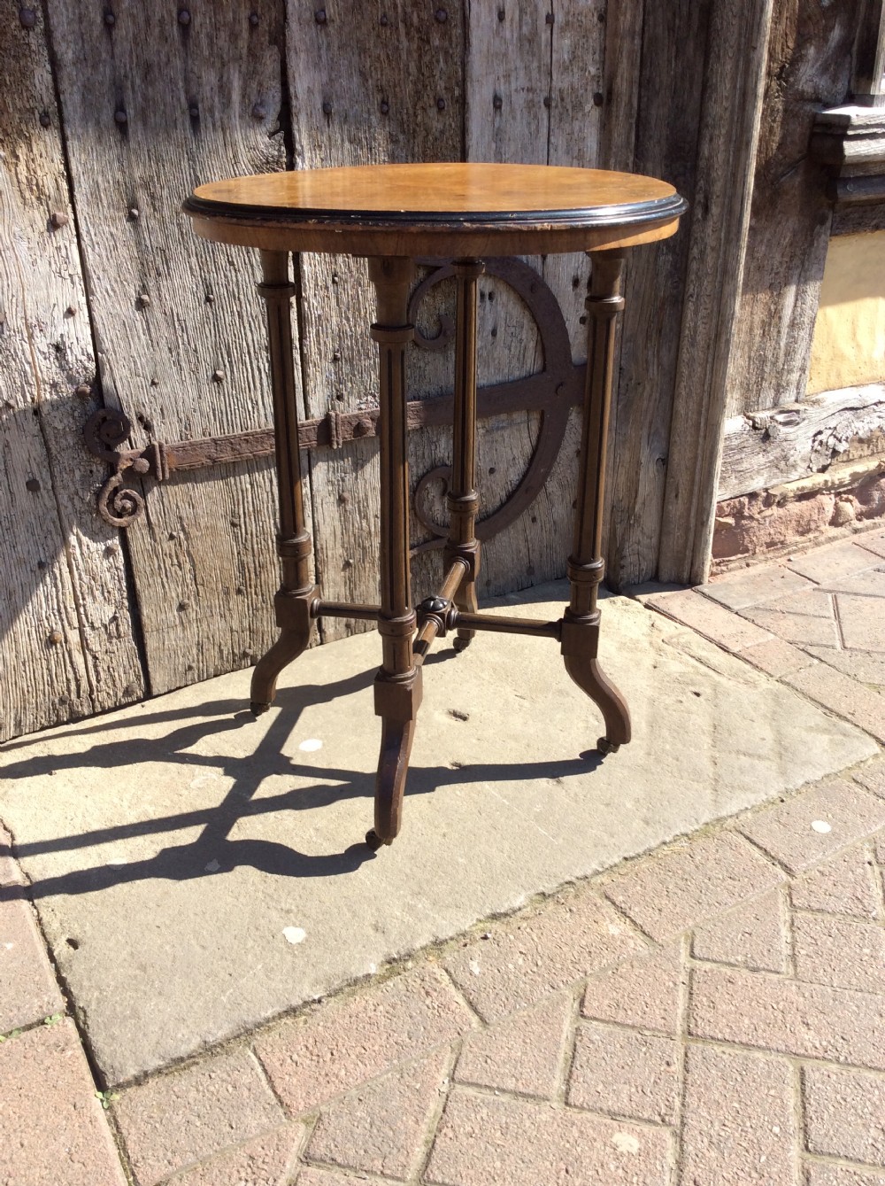 19thC Oak and ebonised lamp table View III