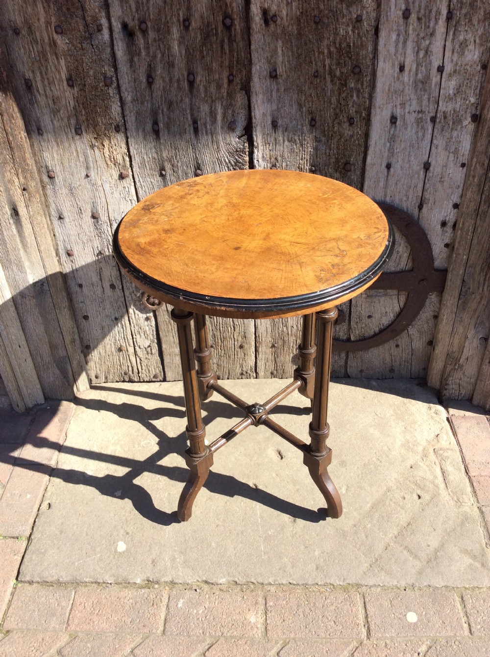 19thC Oak and ebonised lamp table View IV