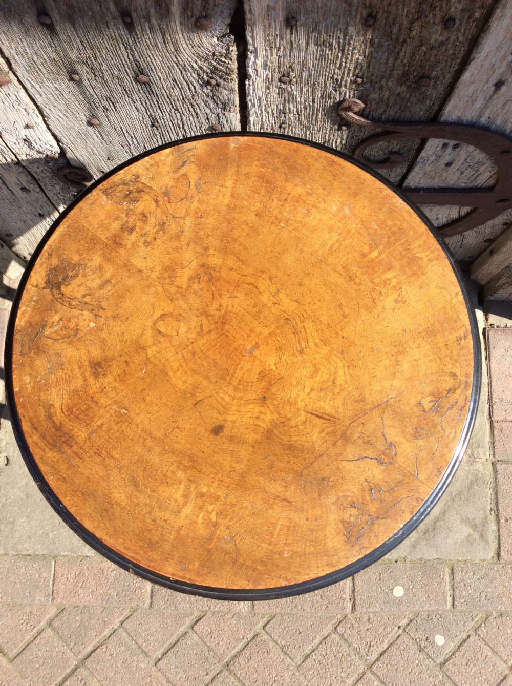 19thC Oak and ebonised lamp table View VI