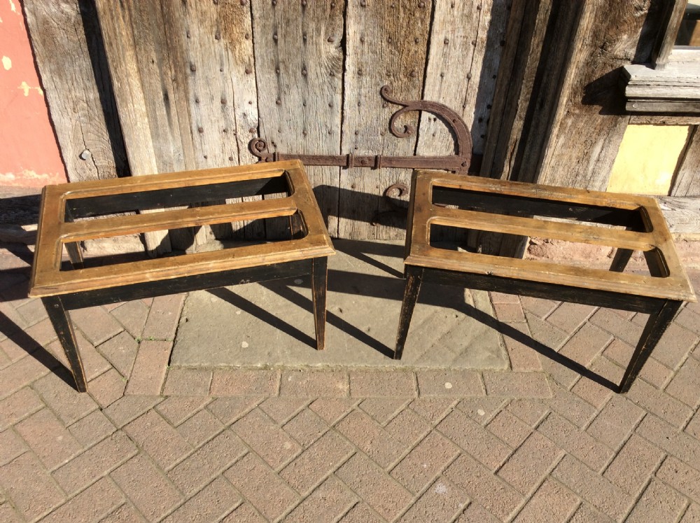 Pair of ebonised and beech luggage racks View IV