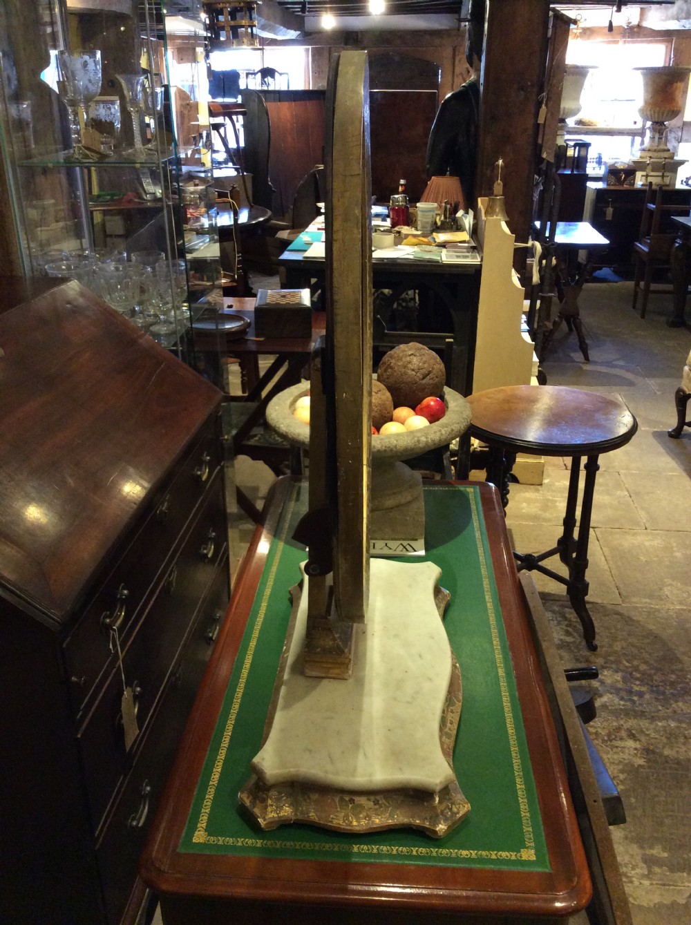 Decorated tilting table mirror on marble plinth View VI
