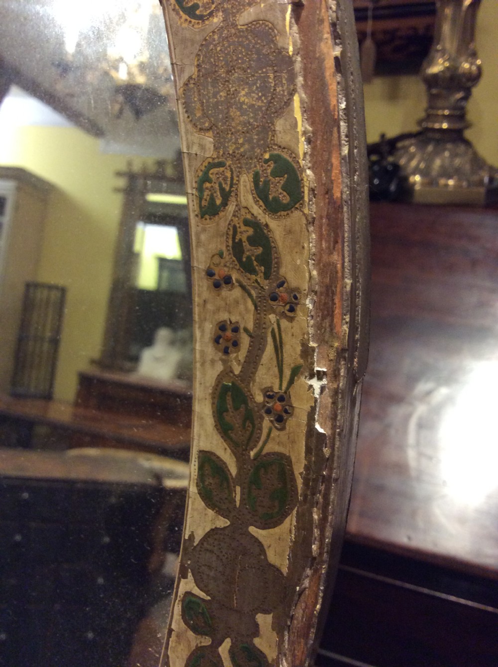Decorated tilting table mirror on marble plinth View IX
