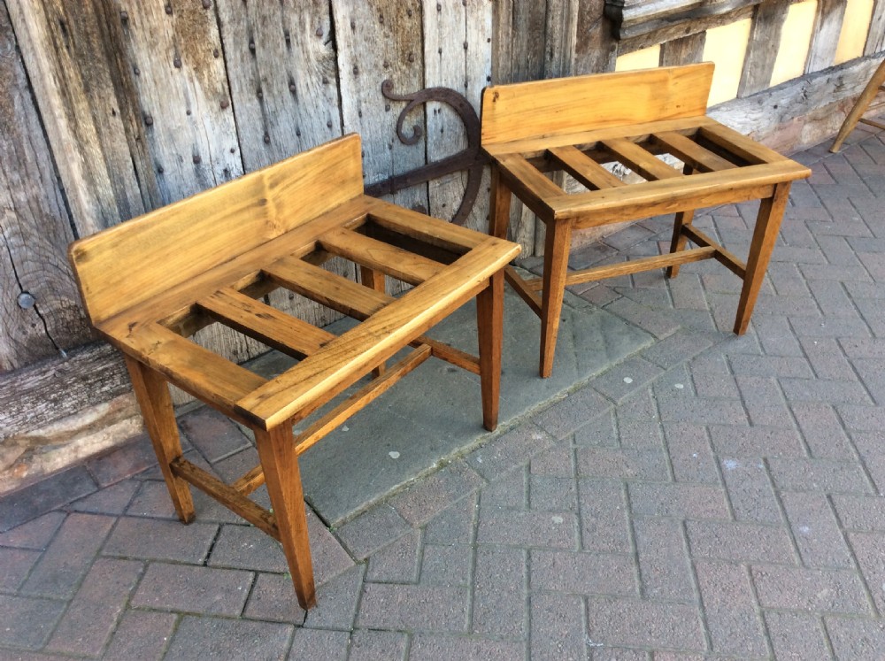 Pair of sturdy oak luggage racks