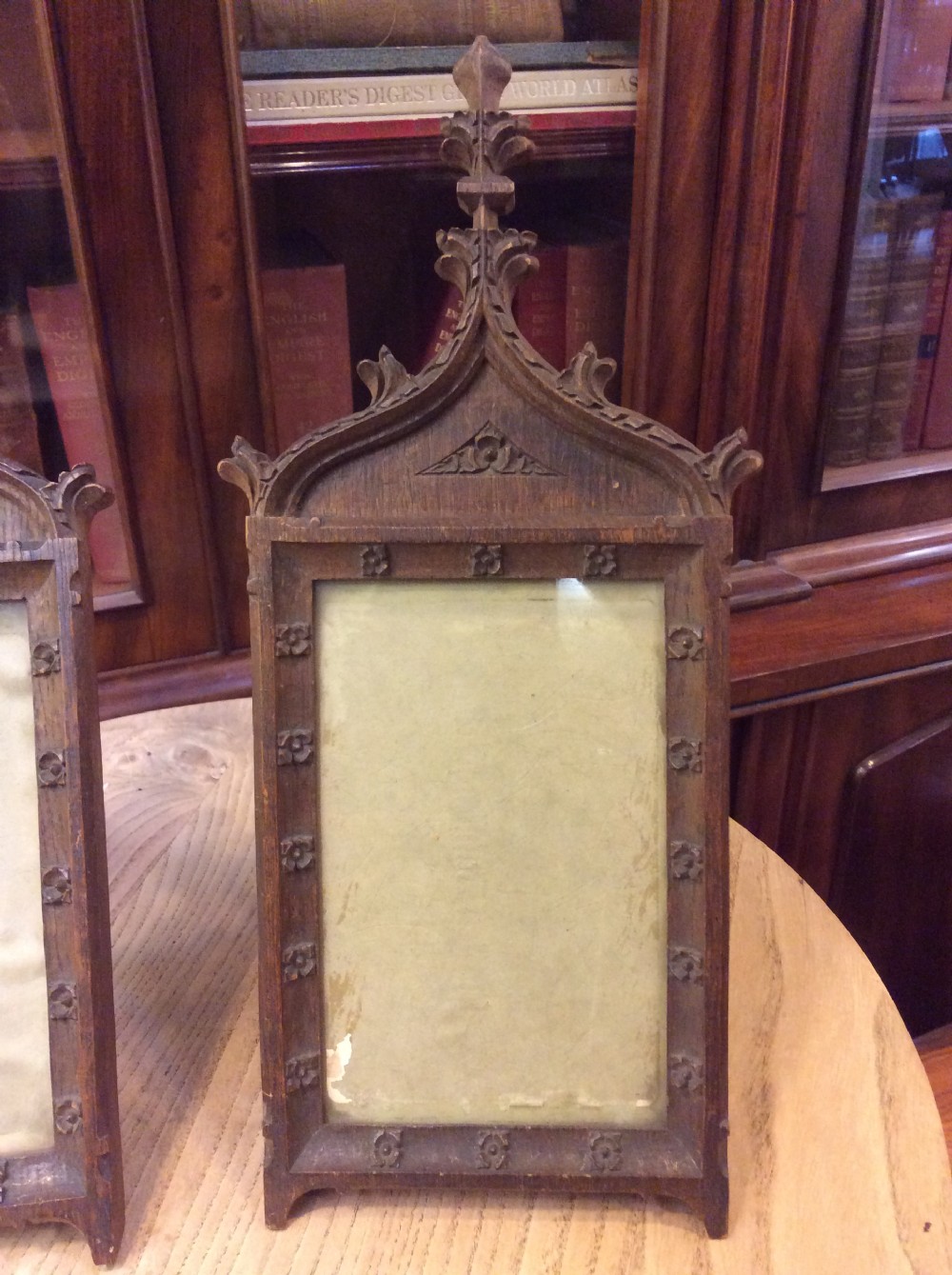 Pair of 19thC Gothic Oak picture frames View IV