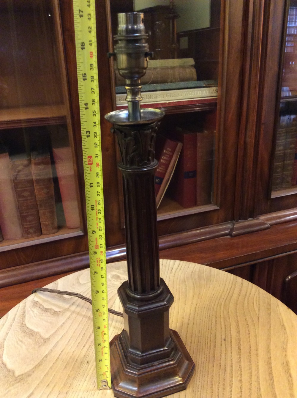 A pair of 19thC Mahogany column lamps View V