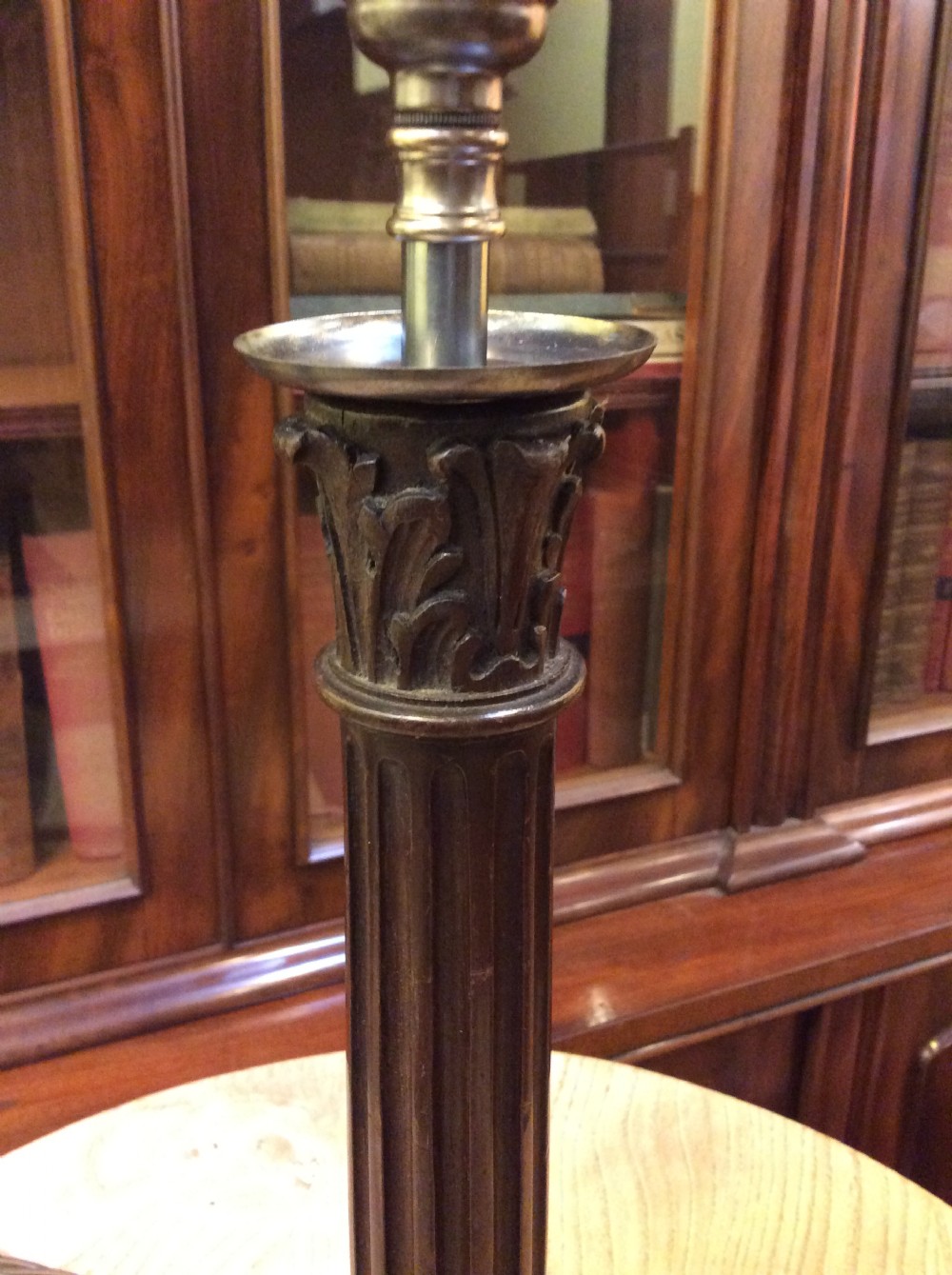 A pair of 19thC Mahogany column lamps View VI