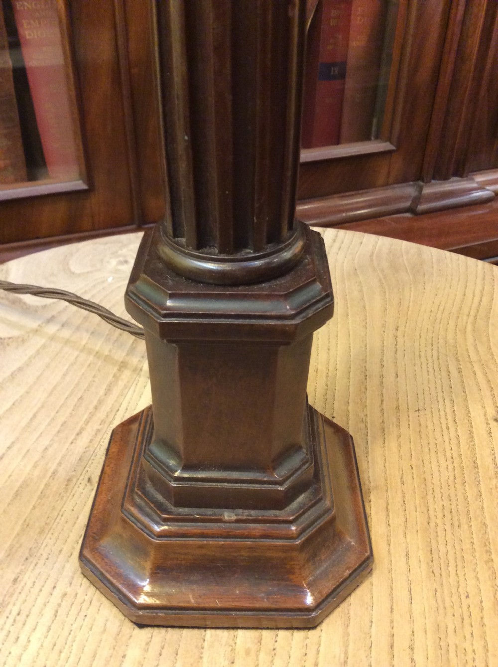 A pair of 19thC Mahogany column lamps View VII