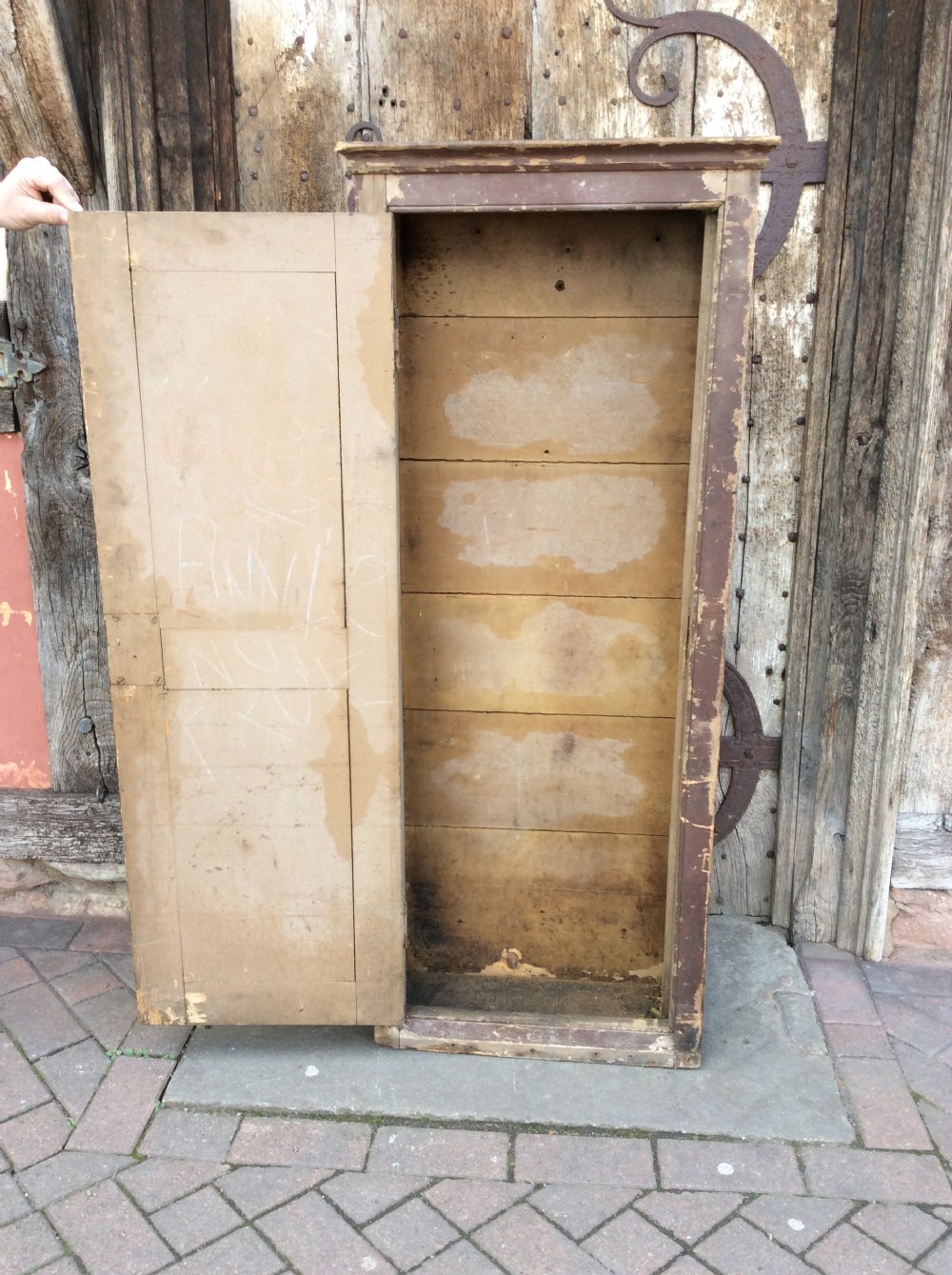 A 19thC Country house painted pine cupboard View V