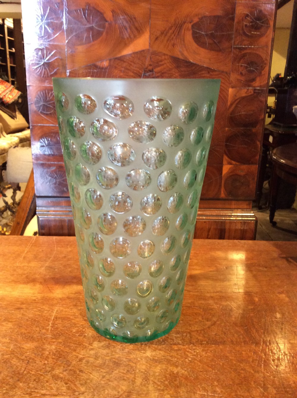 20thC tinted glass vase with dot pattern