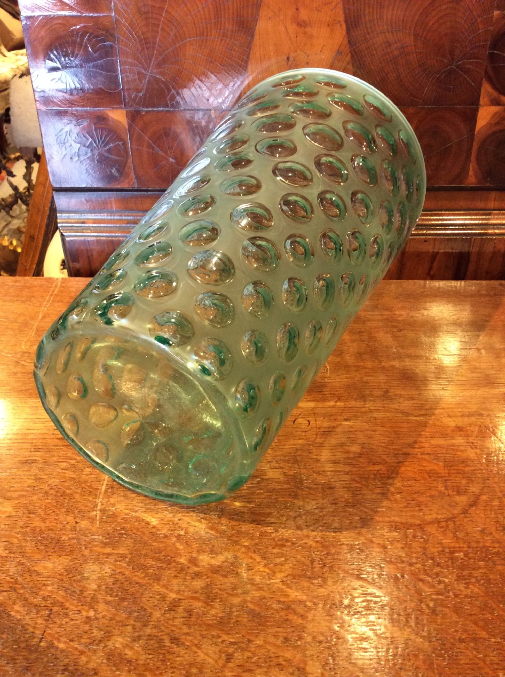 20thC tinted glass vase with dot pattern View II