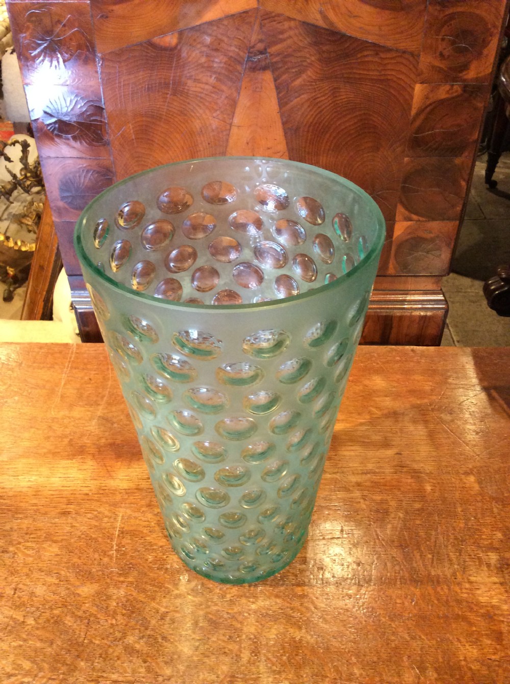 20thC tinted glass vase with dot pattern View III