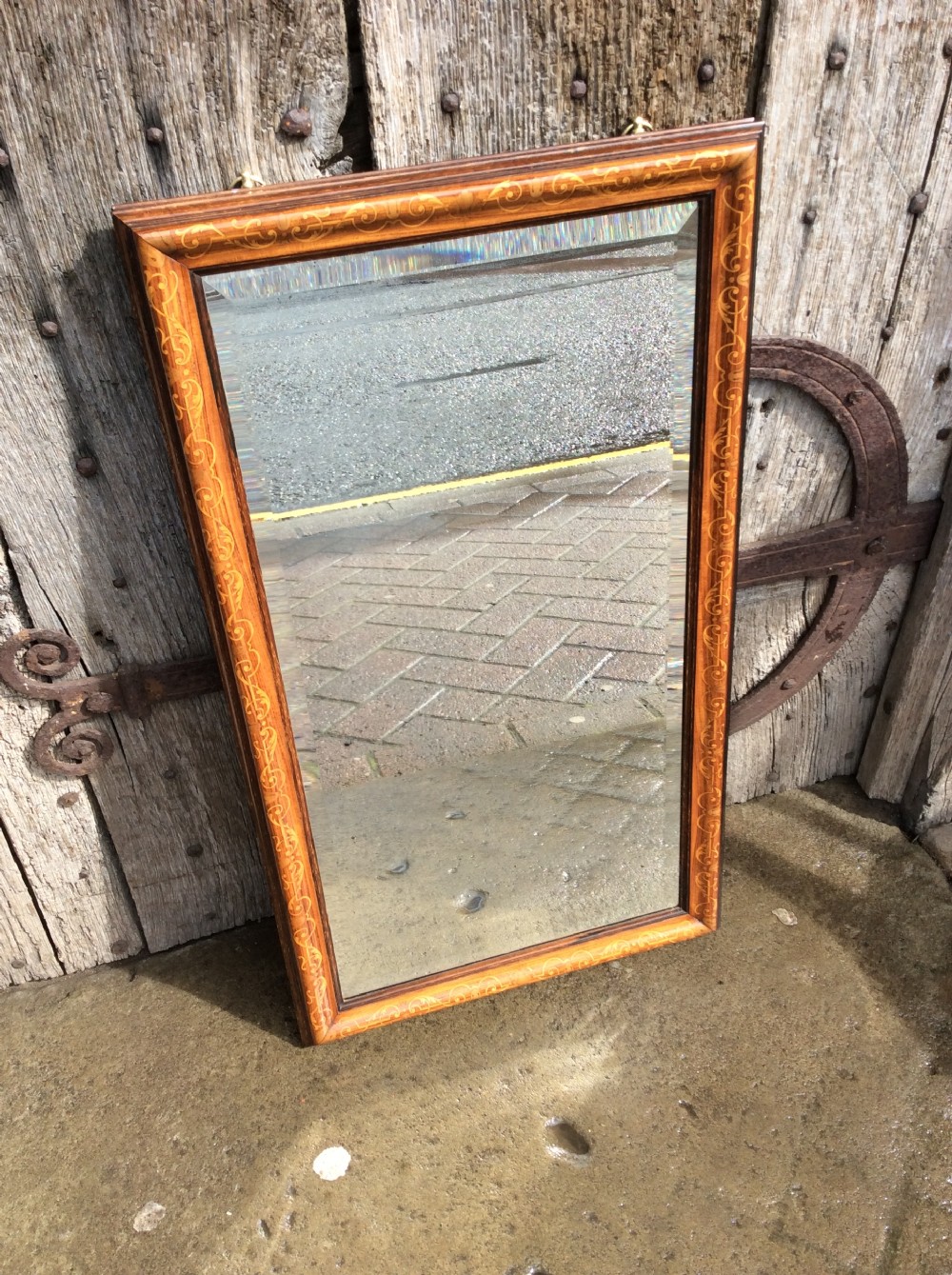 A very good quality rosewood and marquetry rectangular mirror  View II