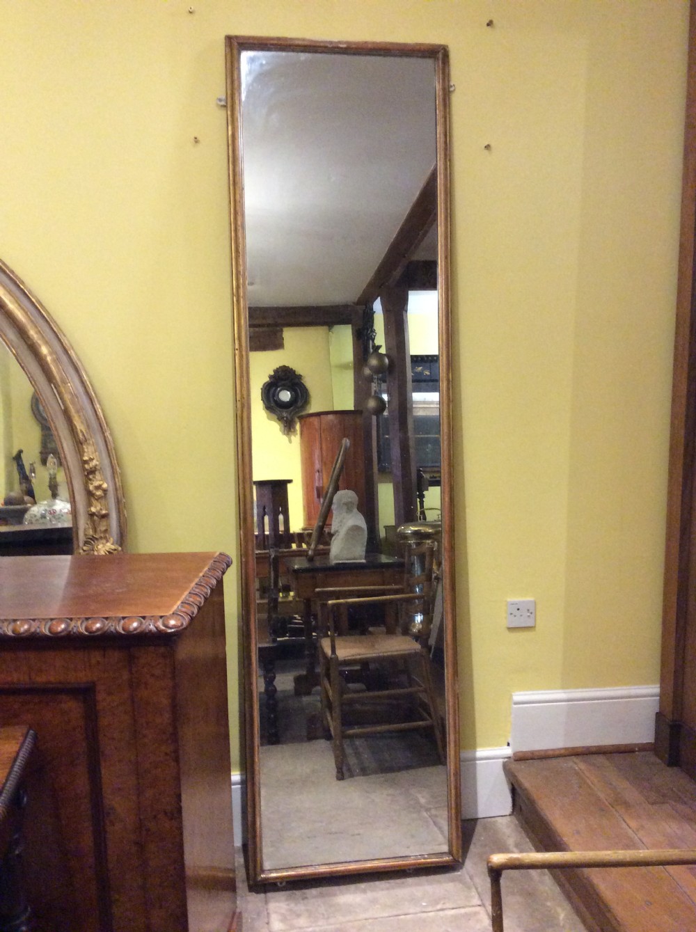 A 19thC tall and slim gilded mirror View II